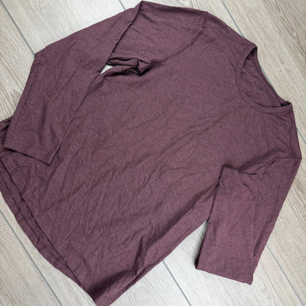 Lululemon Mens Long Sleeve Crew Neck Workout Shirt Maroon Small